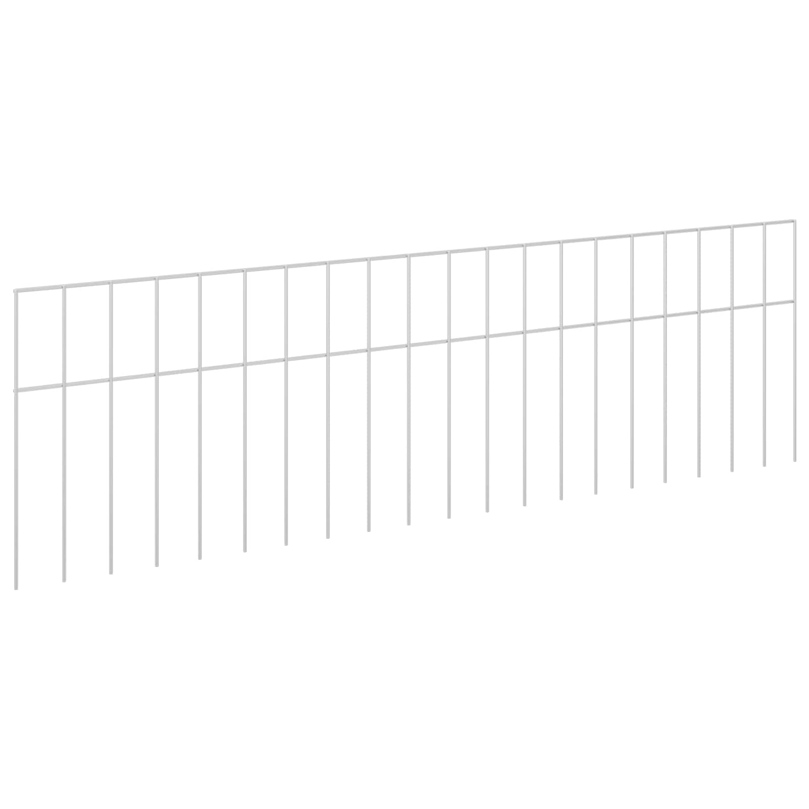 vidaXL Garden Fence Panel 12 pcs 100 x 30 cm Galvanised Steel Silver 2