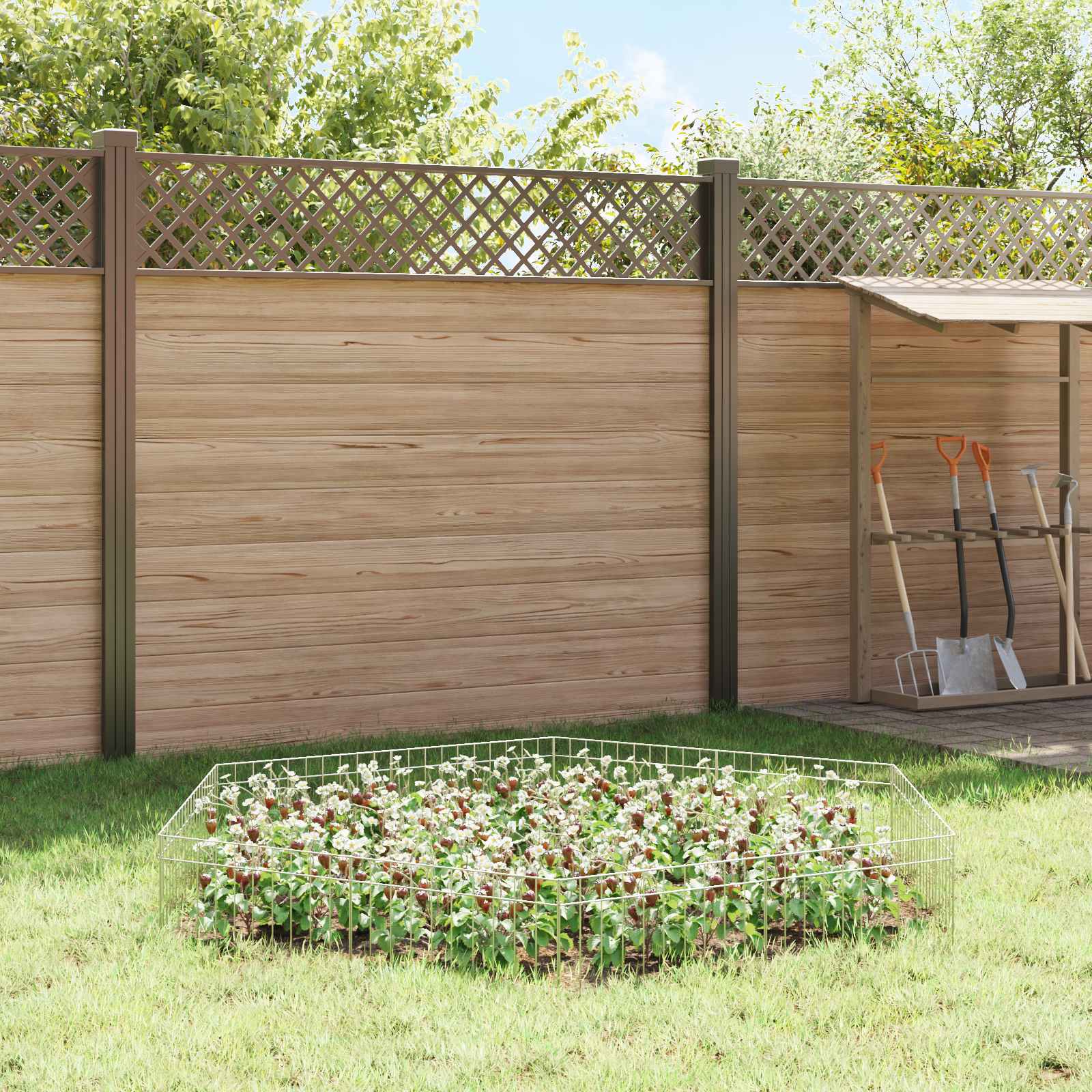 vidaXL Garden Fence Panel 48 pcs 50 x 30 cm Galvanised Steel Silver 4
