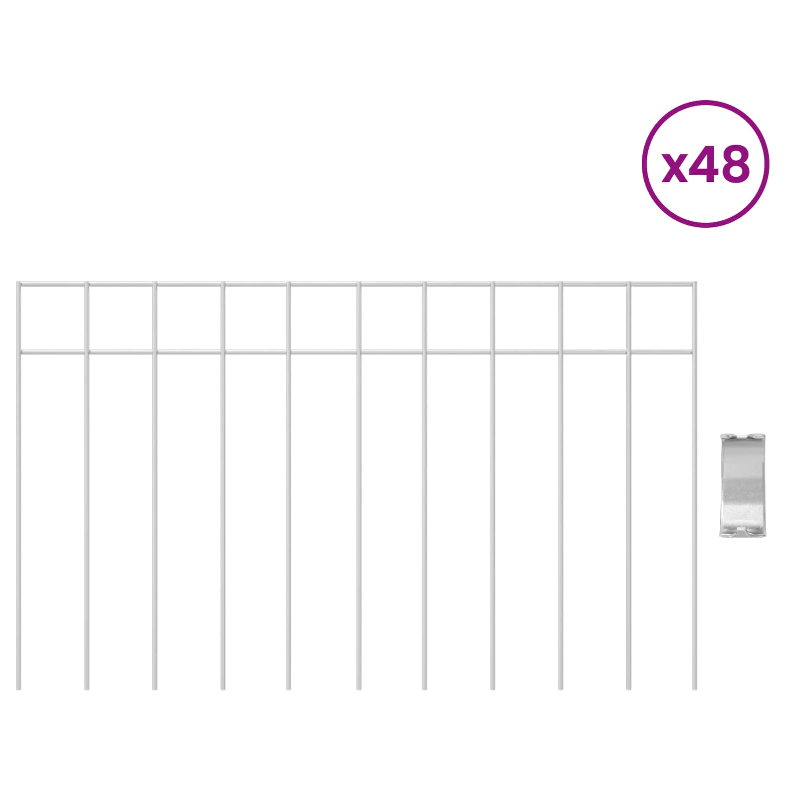 vidaXL Garden Fence Panel 48 pcs 50 x 30 cm Galvanised Steel Silver 3
