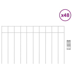 vidaXL Garden Fence Panel 48 pcs 50 x 30 cm Galvanised Steel Silver 3