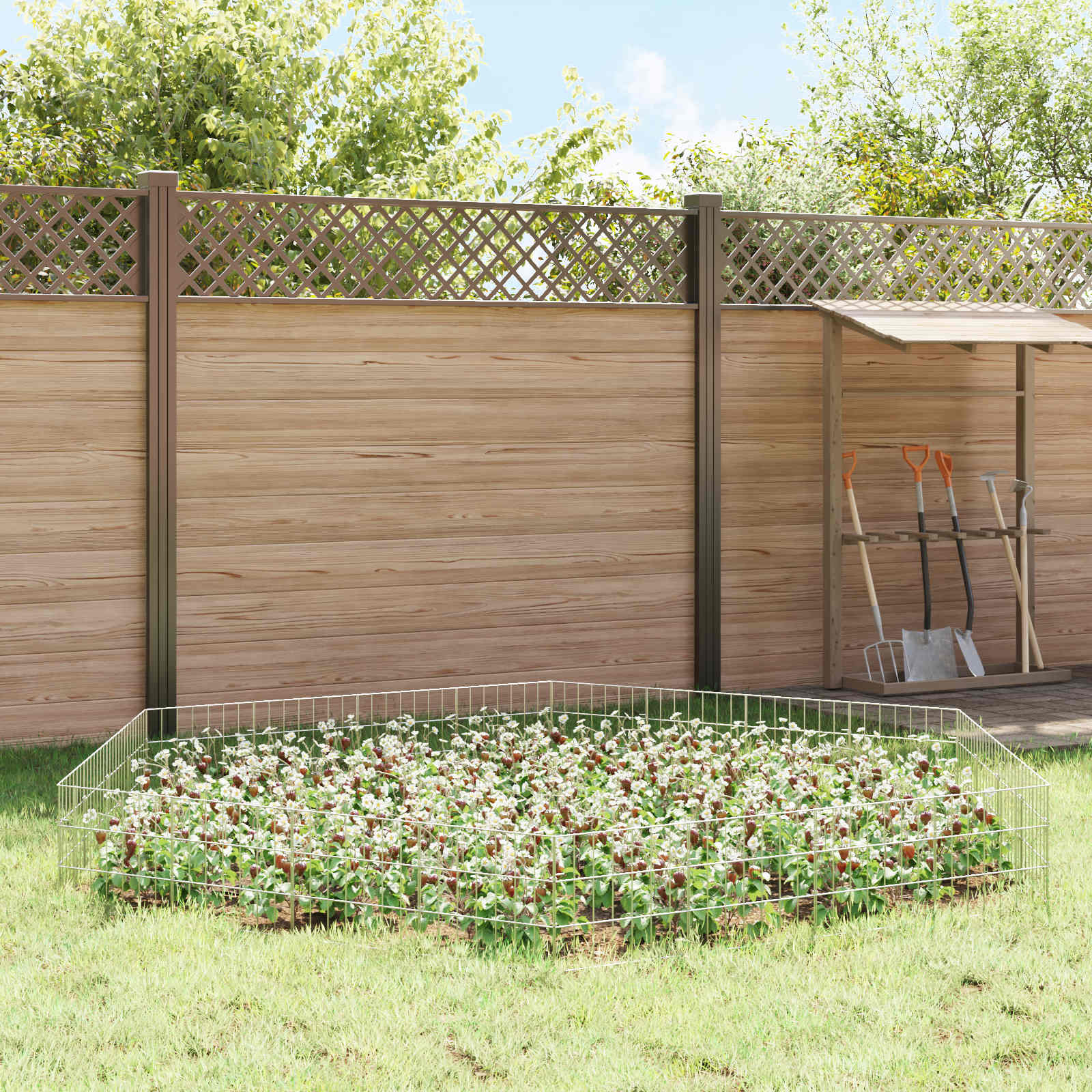 vidaXL Garden Fence with Stakes 24 pcs 35 x 30 cm Galvanised Steel 4