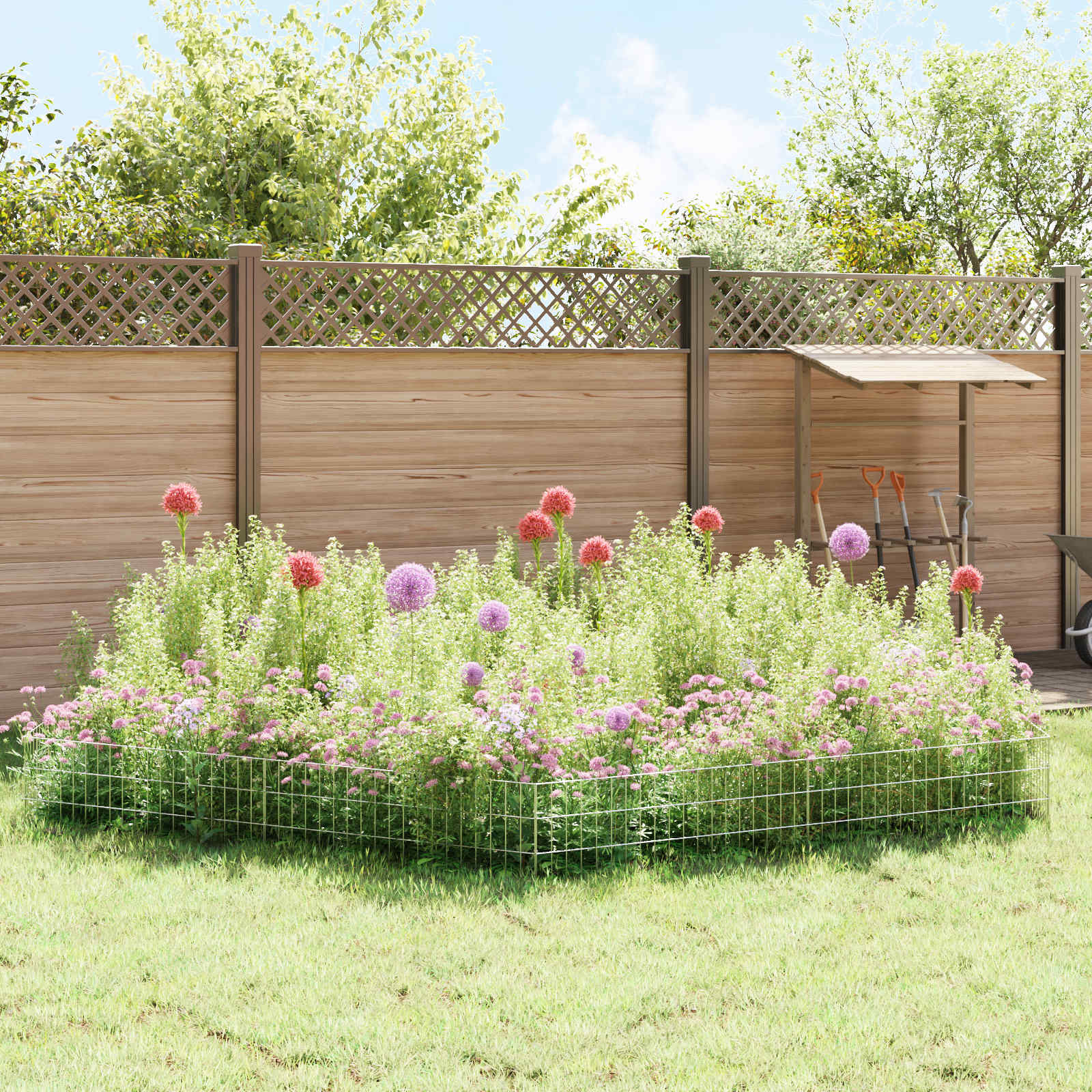 vidaXL Garden Fence with Stakes 12 pcs 95 x 30 cm Galvanised Steel 4