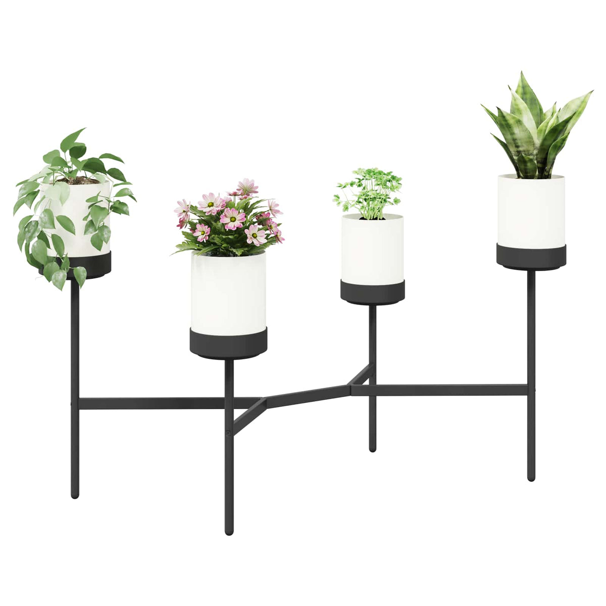 vidaXL Flower Stand White 125 x 55 x 81 cm PP and Steel 3