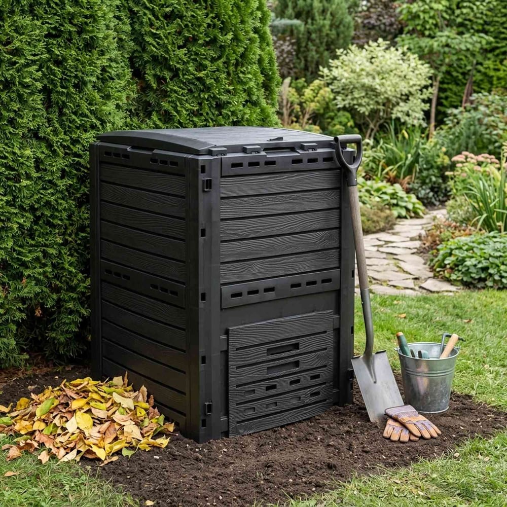 vidaXL Garden Composter Black 59.5 x 60 x 81.5 cm 280 L 100% PP 1