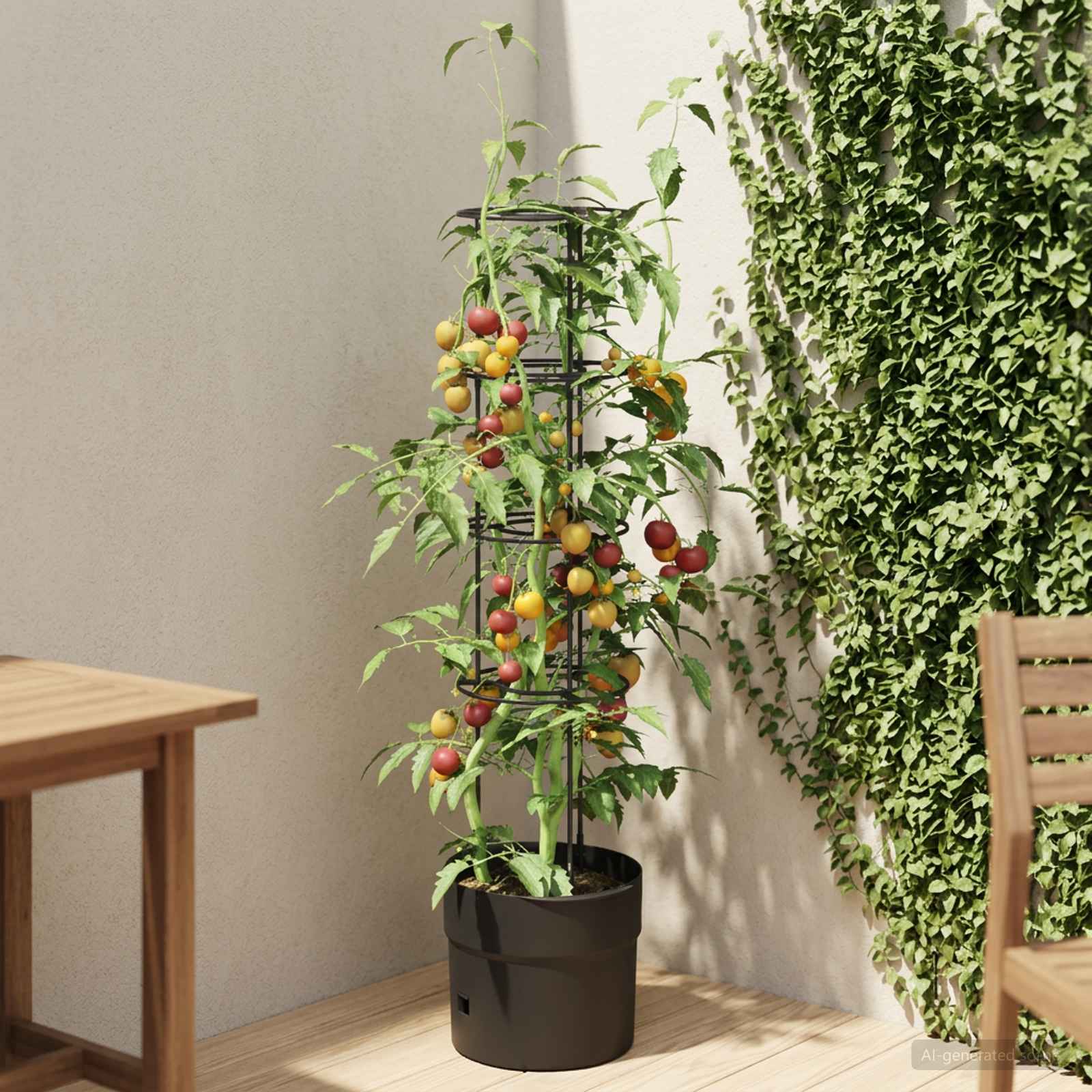 vidaXL Tomato Grower Black Ø 32 x 127 cm PP 1