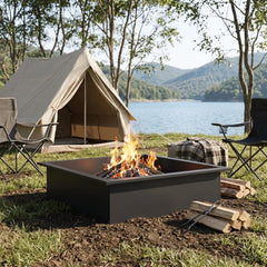 Fire Pit Ring Black 90 cm 90 cm Steel
