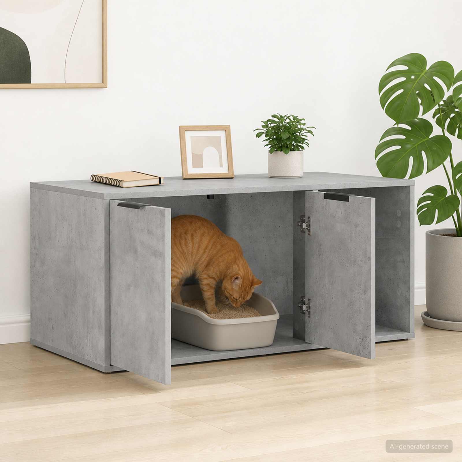 vidaXL Cat Crate Furniture Concrete Grey 100 x 49 x 45 cm 4