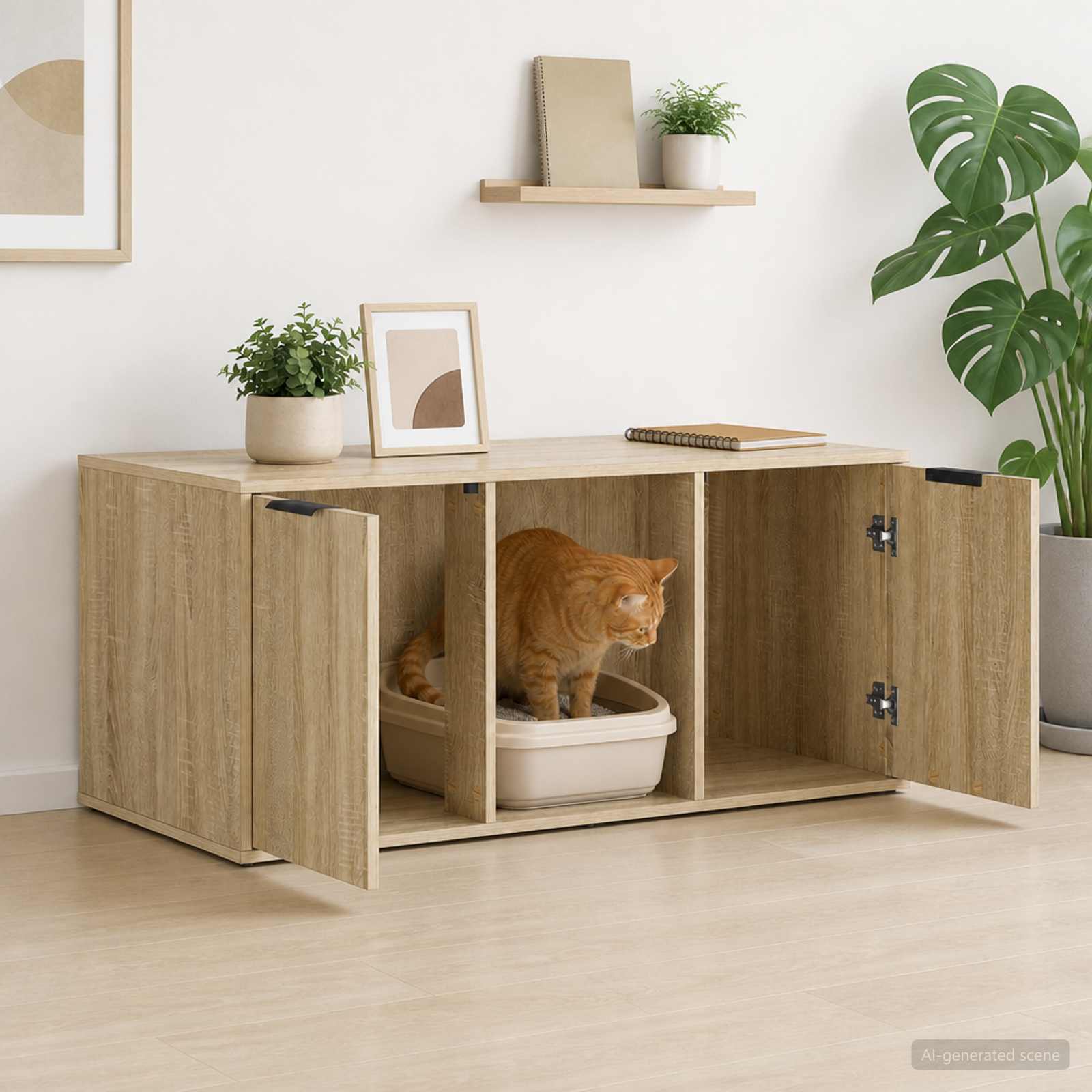 vidaXL Cat Crate Furniture Sonoma Oak 100 x 49 x 45 cm Engineered Wood 4