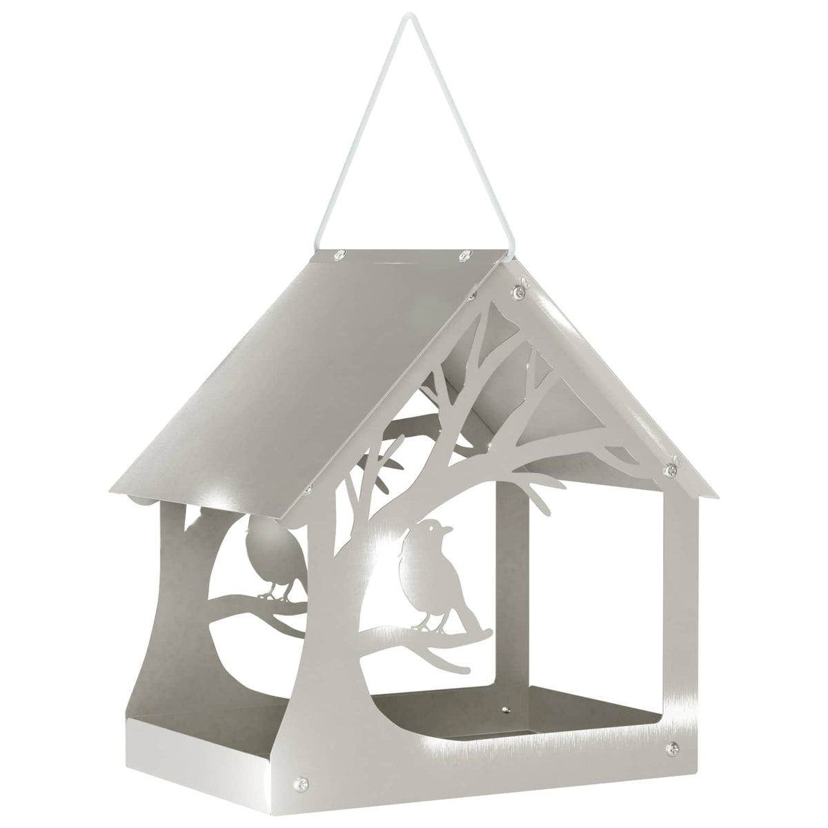 vidaXL Hanging Bird Feeder Stainless Steel Silver 2