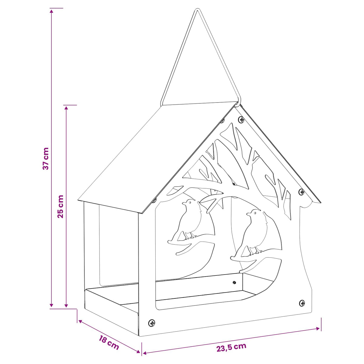 vidaXL Hanging Bird Feeder Stainless Steel Silver 6