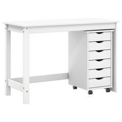 Desk and Rolling Cabinet Set MOSS 2 pcs White