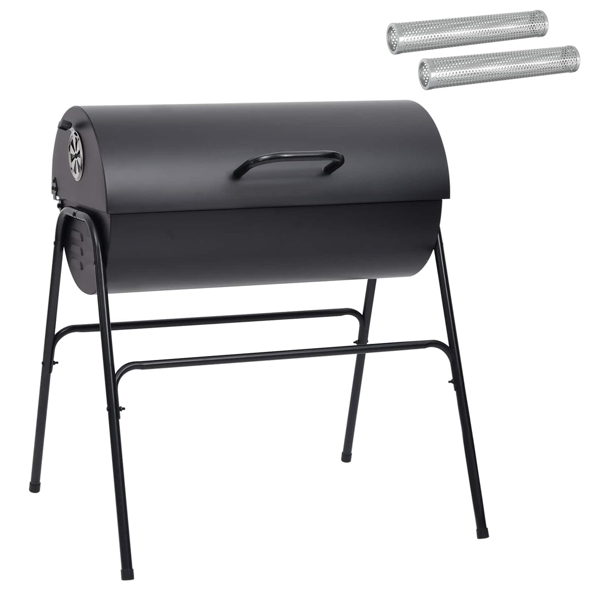 vidaXL Barrel Grill with 2 Cooking Grids 3 pcs 80 x 73 x 90 cm Metal 2