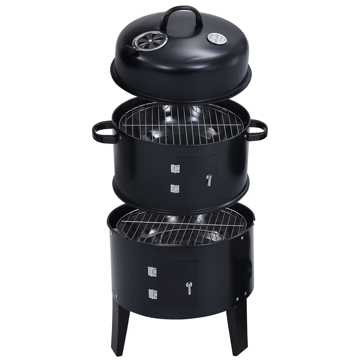 vidaXL Outdoor Grill Ø 40 x 80 cm Steel Black 4