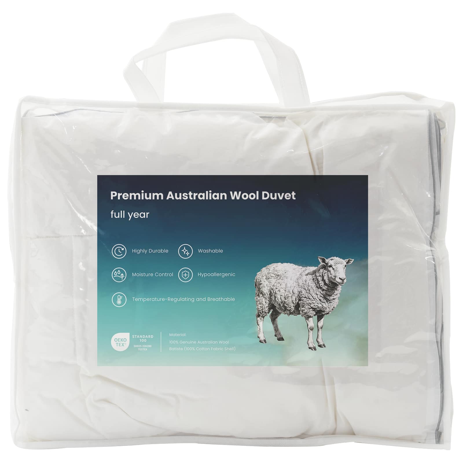 vidaXL Duvet and Pillow Set 2 pcs 155x200 cm 4 Seasons 300 GSM Wool 5