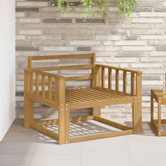 Outdoor Middle Sofa Solid Acacia Wood White Vertical slats