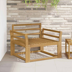 Outdoor Middle Sofa Solid Acacia Wood White Curved