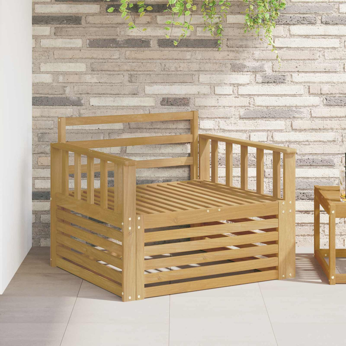 Outdoor Sofa Solid Acacia Wood White Vertical slats