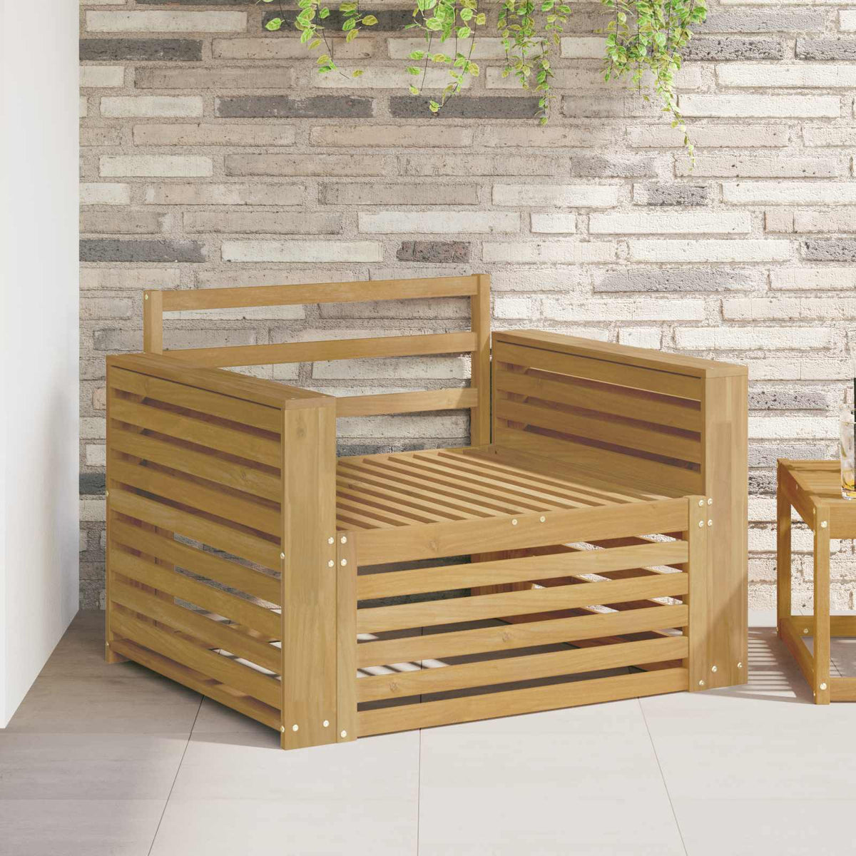 Outdoor Sofa Solid Acacia Wood White Wide flat