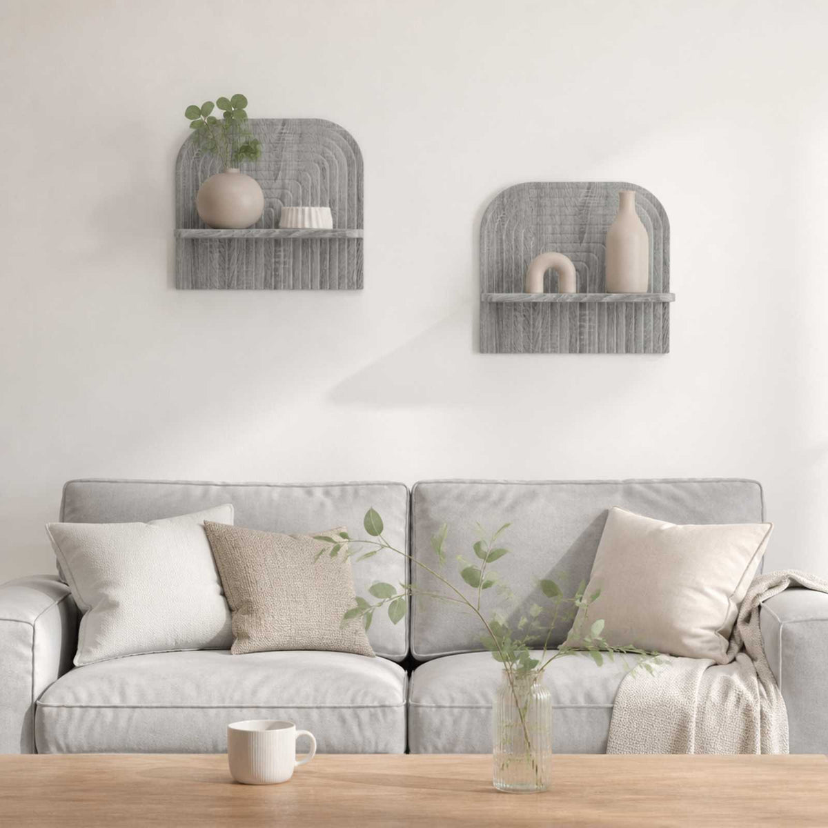 vidaXL Wall Shelf 2 pcs Grey Sonoma 41 x 13.5 x 37.5 cm 1