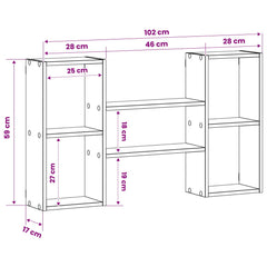 vidaXL Wall Shelf Black Oak 102 x 17 x 59 cm Engineered Wood 6