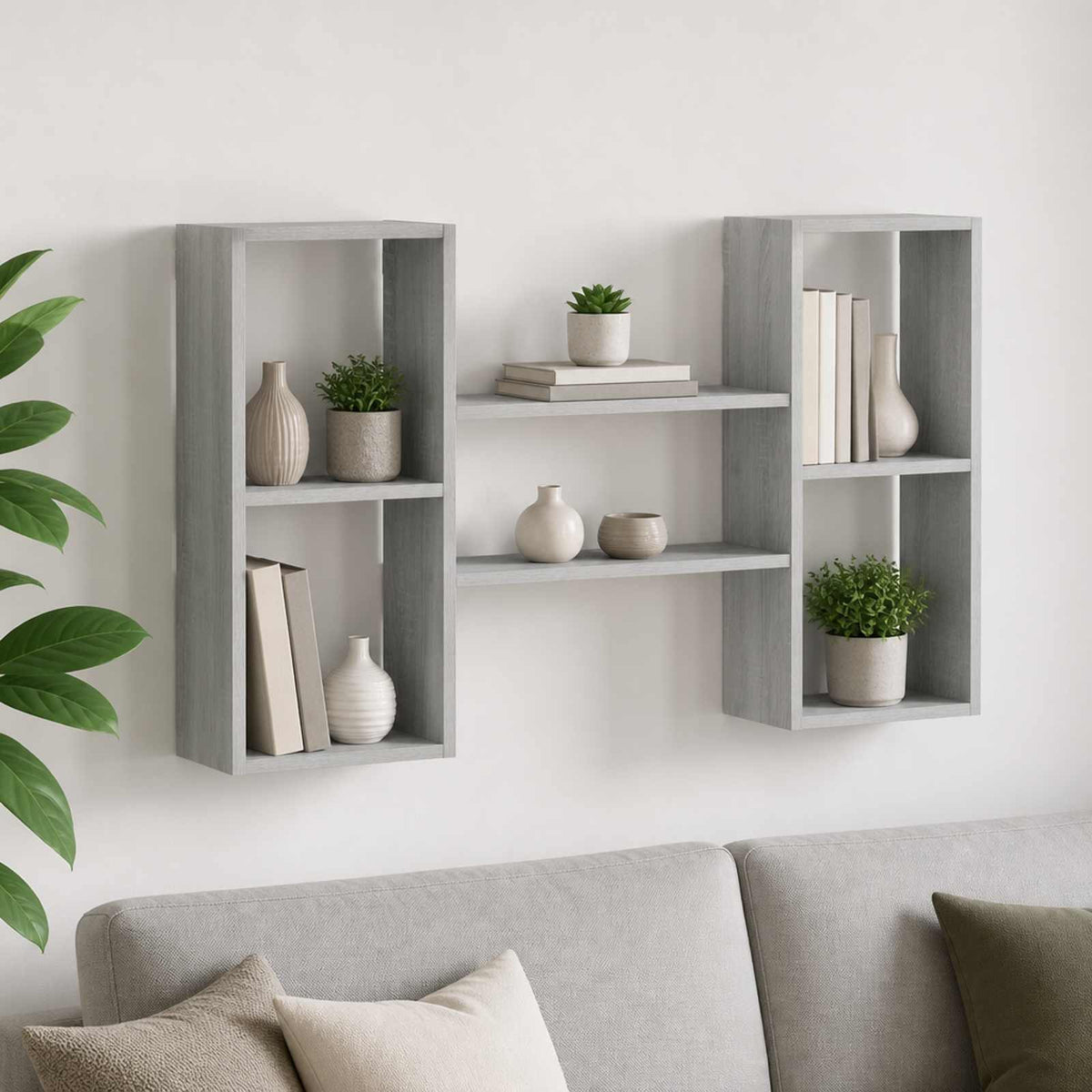 vidaXL Wall Shelf Grey Sonoma 102 x 17 x 59 cm Engineered Wood 1