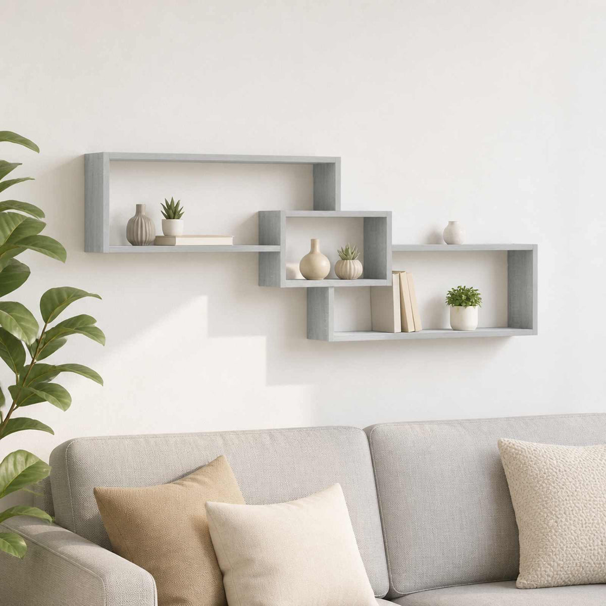 vidaXL Wall Shelf Grey Sonoma 158 x 17 x 53 cm Engineered Wood 1