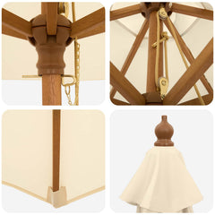vidaXL Garden Parasol Ø 270 x 248 cm Solid Eucalyptus Wood Cream White 5