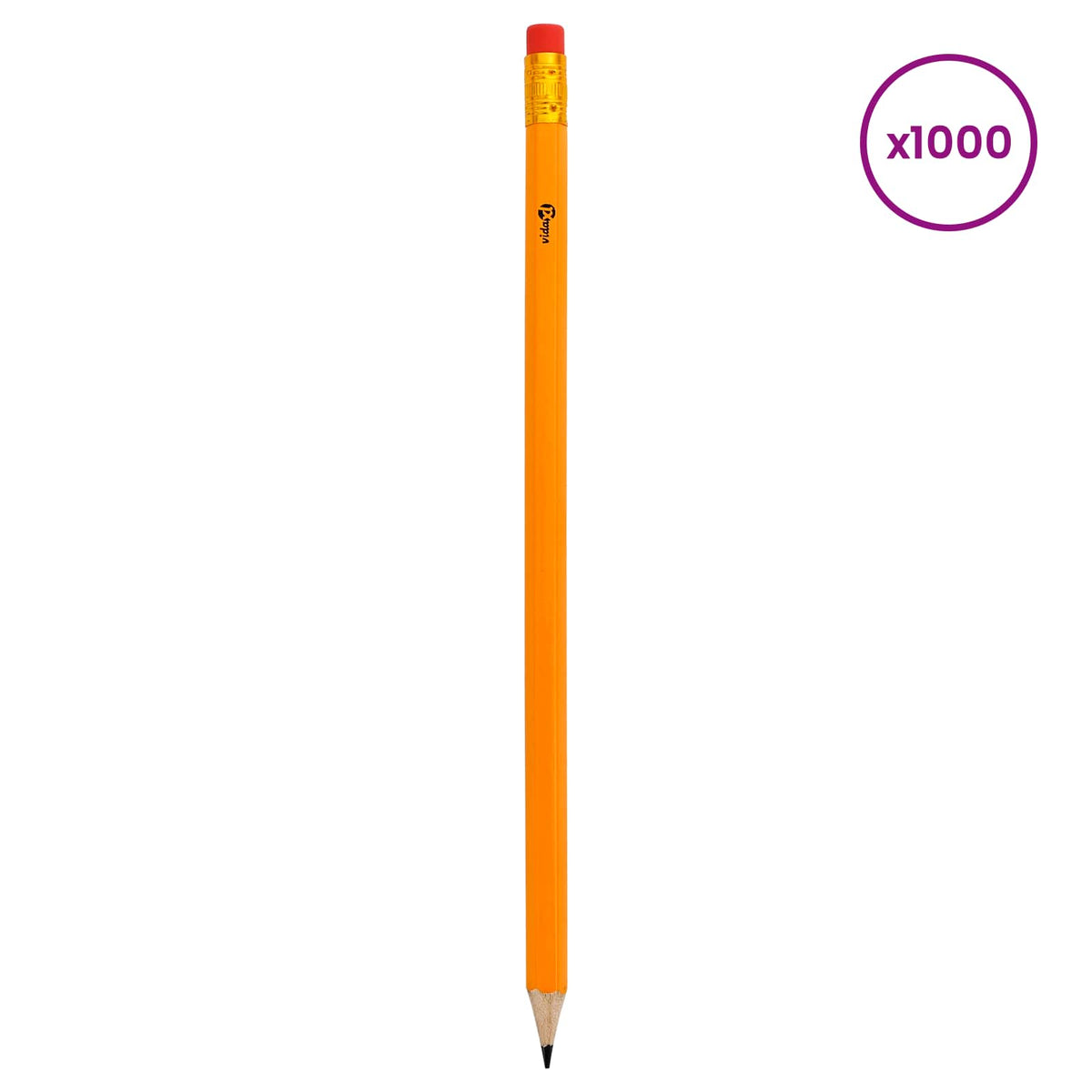 vidaXL HB Pencils 1000 pcs Ø 0.7 x 18.5 cm Yellow Solid Poplar Wood 2