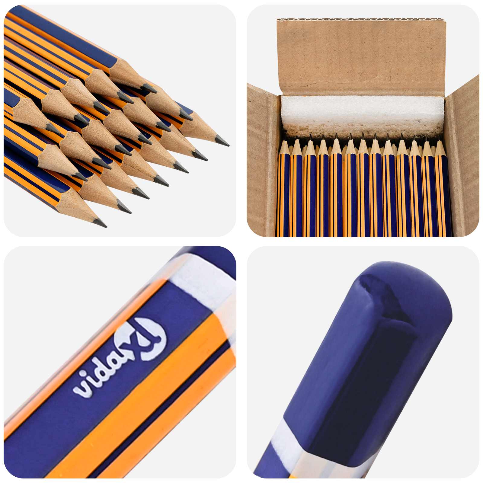 vidaXL HB Pencils Ø 0.7 x 18 cm Blue and Yellow Solid Poplar Wood 5