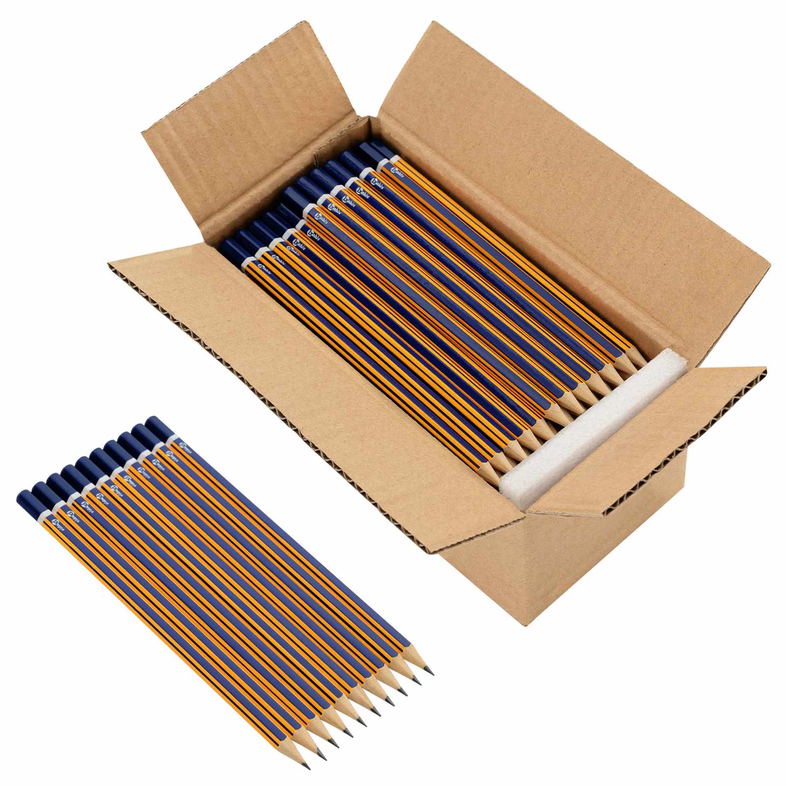 vidaXL HB Pencils Ø 0.7 x 18 cm Blue and Yellow Solid Poplar Wood 1