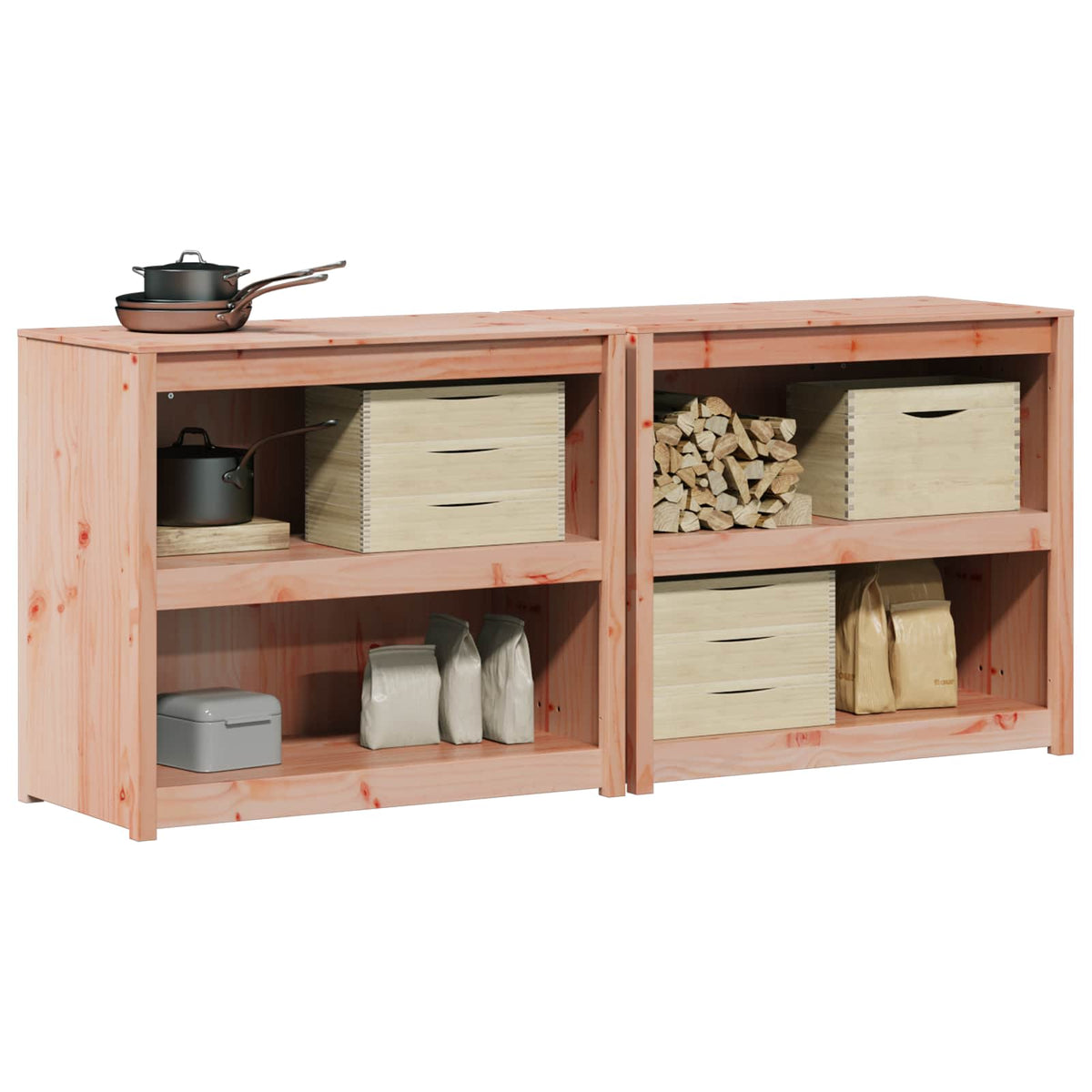Outdoor Kitchen Cabinet MEPPEL 2 pcs Natural douglas