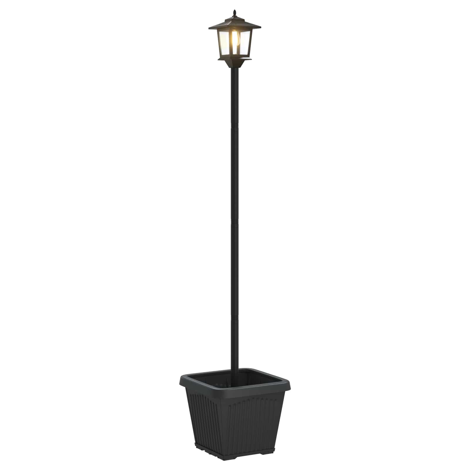 vidaXL Solar Lamp Post with Planter Black 32 x 32 x 158 cm 2