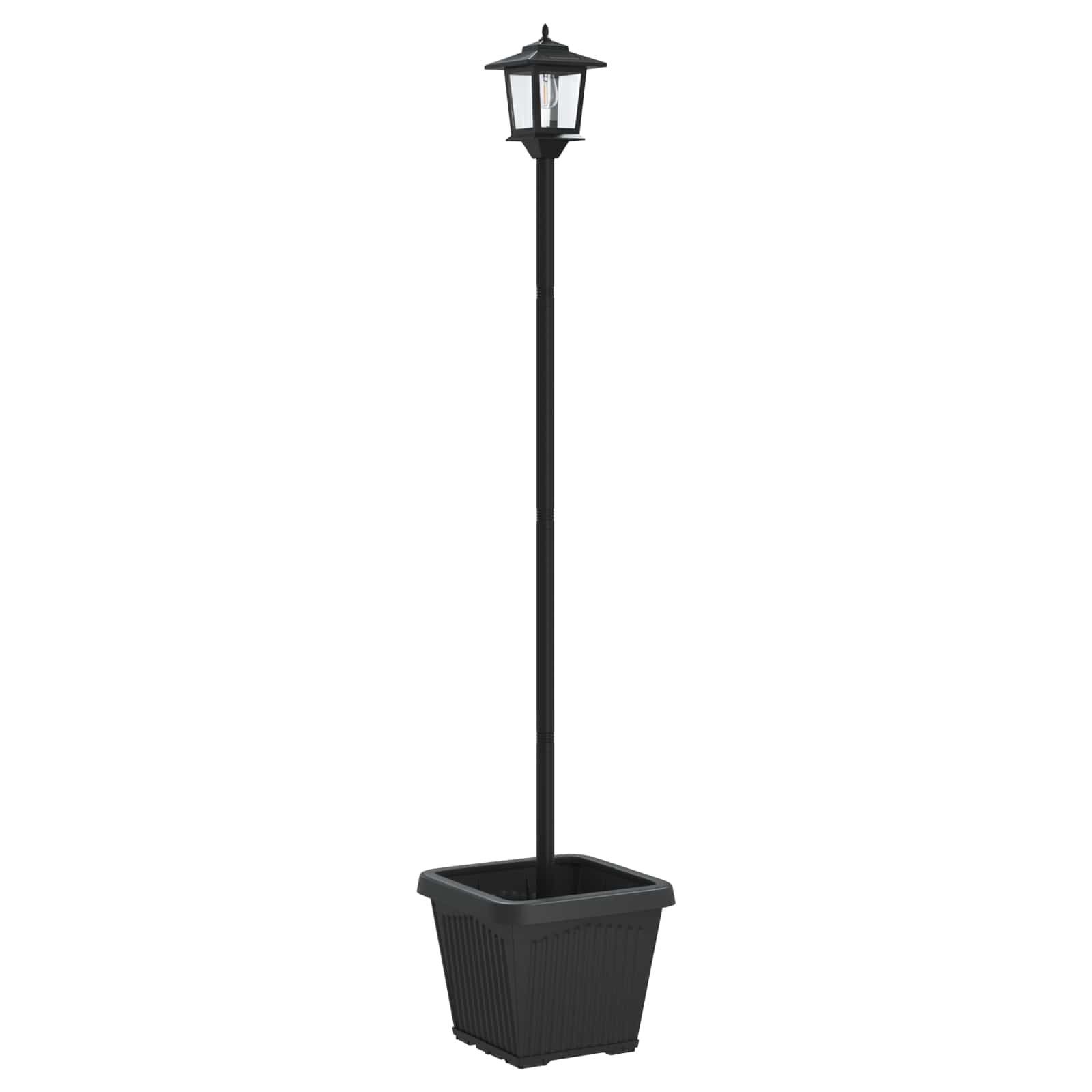vidaXL Solar Lamp Post with Planter Black 32 x 32 x 158 cm 5