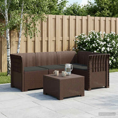 4-Seater Garden Sofa with Cushions Rattan Look PP Brown with Seat Cushion Brown and anthracite