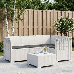 4-Seater Garden Sofa with Cushions Rattan Look PP Brown with Seat Cushion White and anthracite