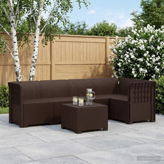 5-Seater Garden Sofa Rattan Look PP Brown
