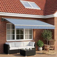 Awning Replacement Fabric 450 x 300 cm Polyester Drop 300 cm Width 450 cm Blue and white