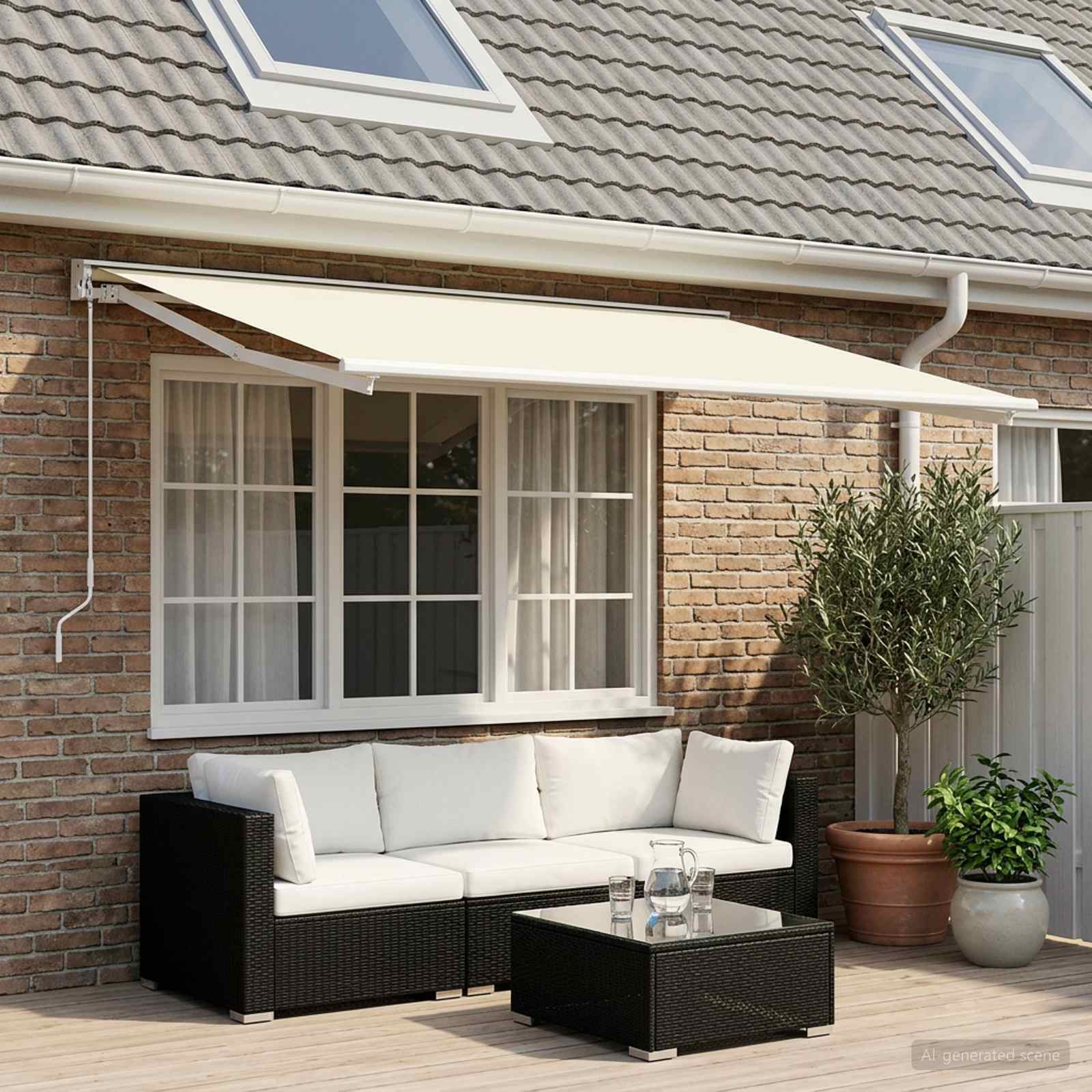 vidaXL Awning Replacement Fabric Cream 350 x 200 cm Polyester 1