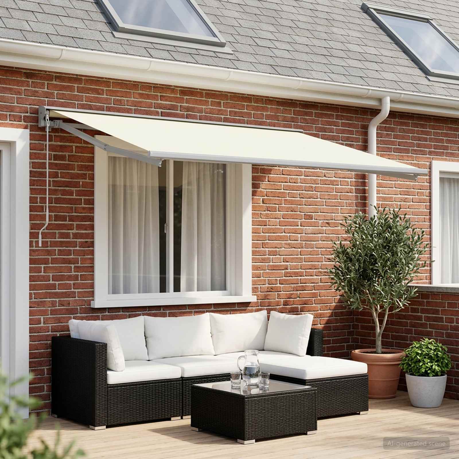 vidaXL Awning Replacement Fabric Cream 450 x 350 cm Polyester 1