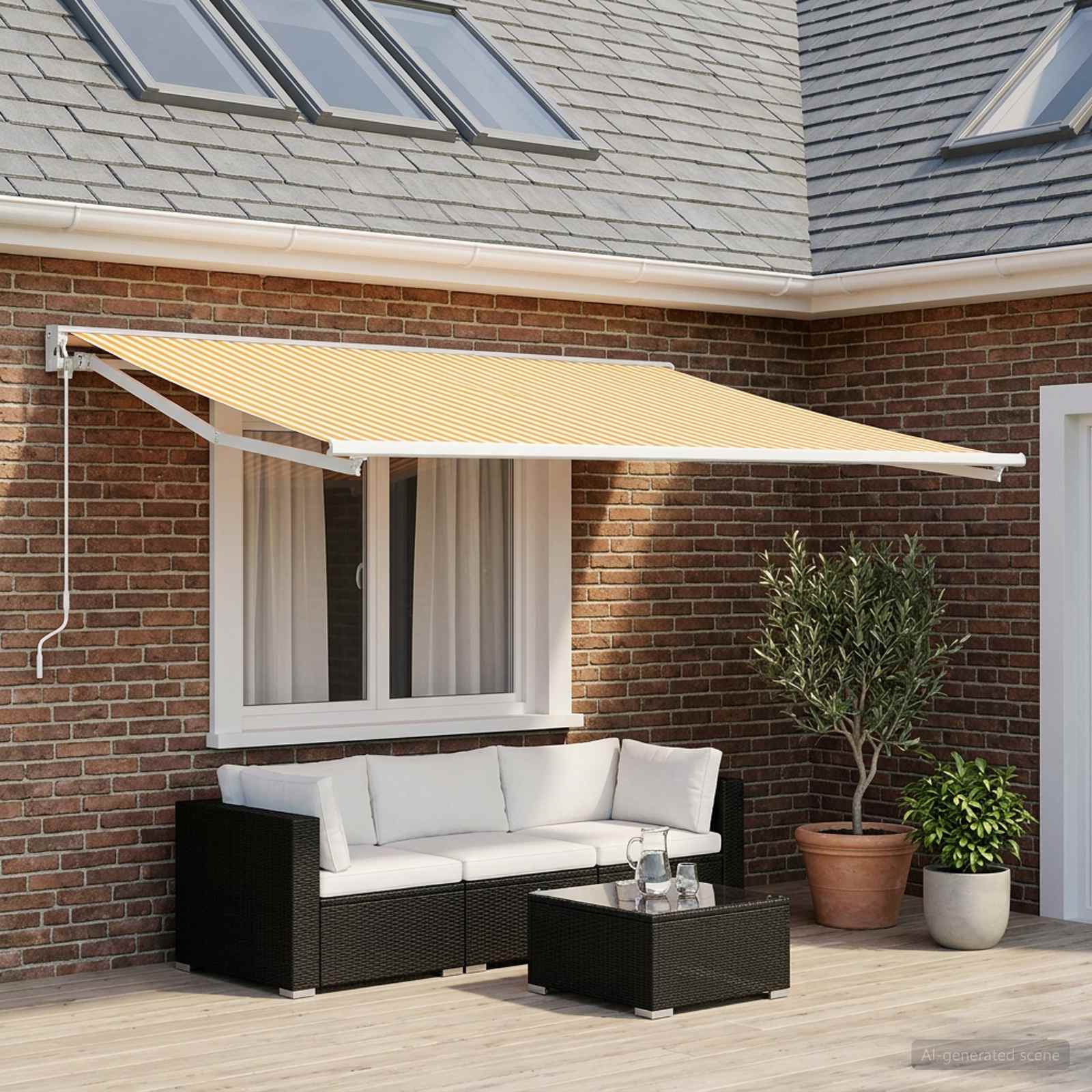vidaXL Awning Replacement Fabric Yellow and White 300 x 250 cm 1