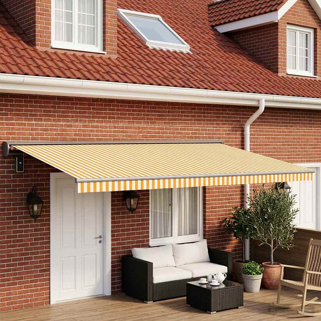 vidaXL Awning Replacement Fabric Yellow and White 500 x 300 cm 1