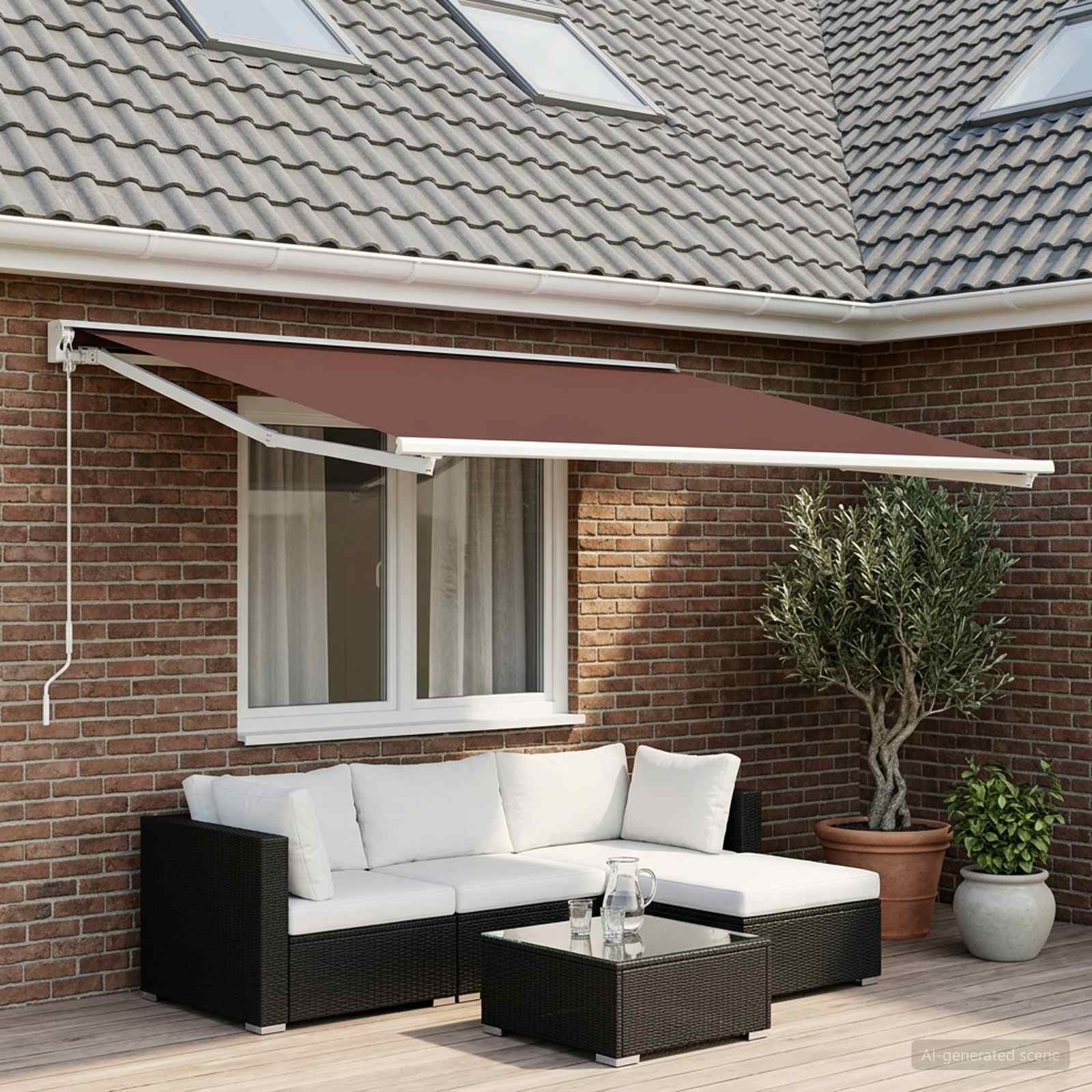 vidaXL Awning Replacement Fabric Brown 450 x 300 cm Polyester 1
