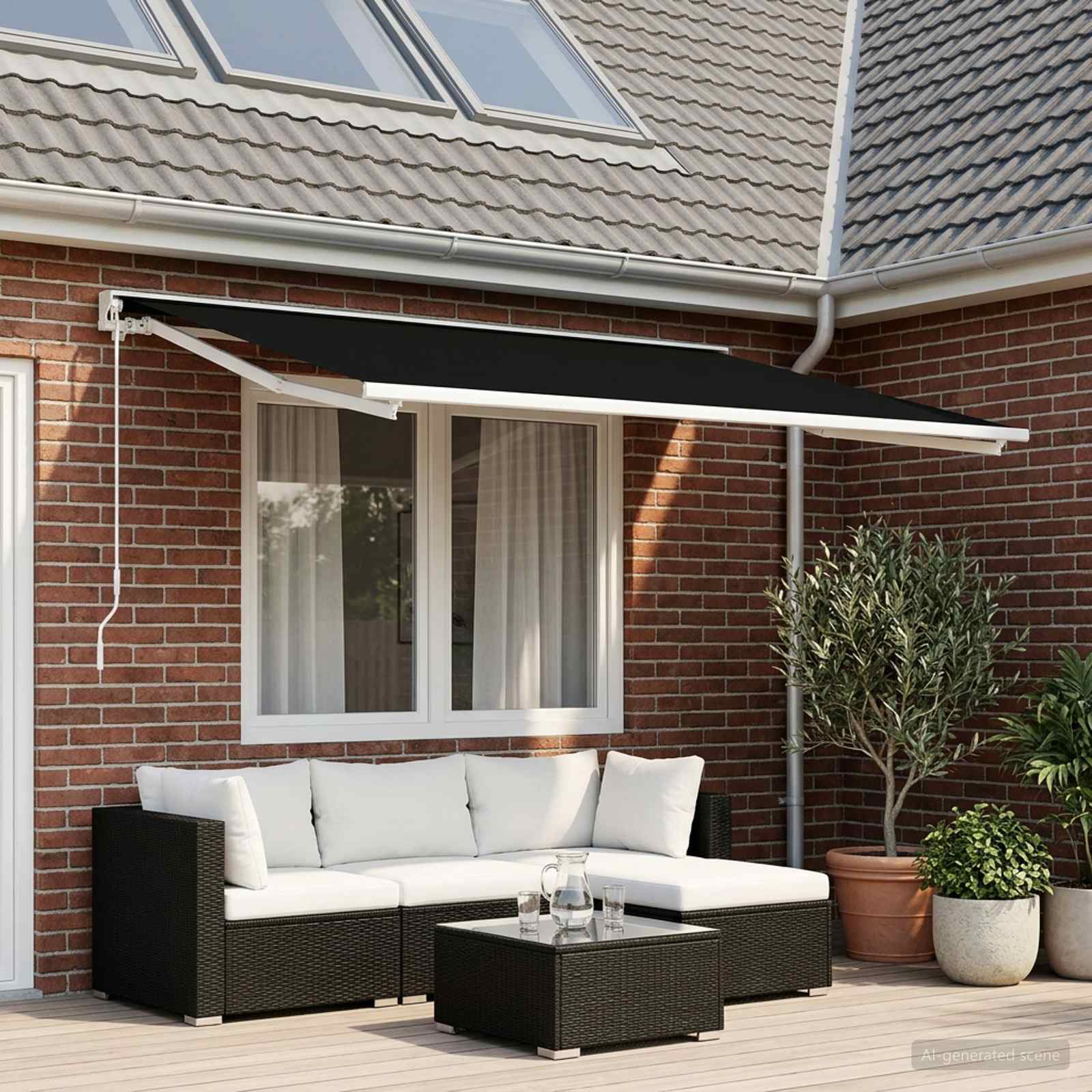 vidaXL Awning Replacement Fabric Black 300 x 250 cm Polyester 1