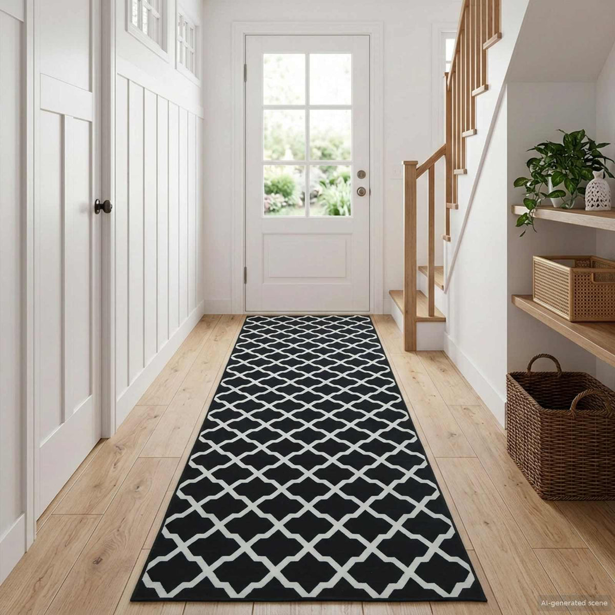 Rug Runner LESAKA Black and White Diamond Velvet