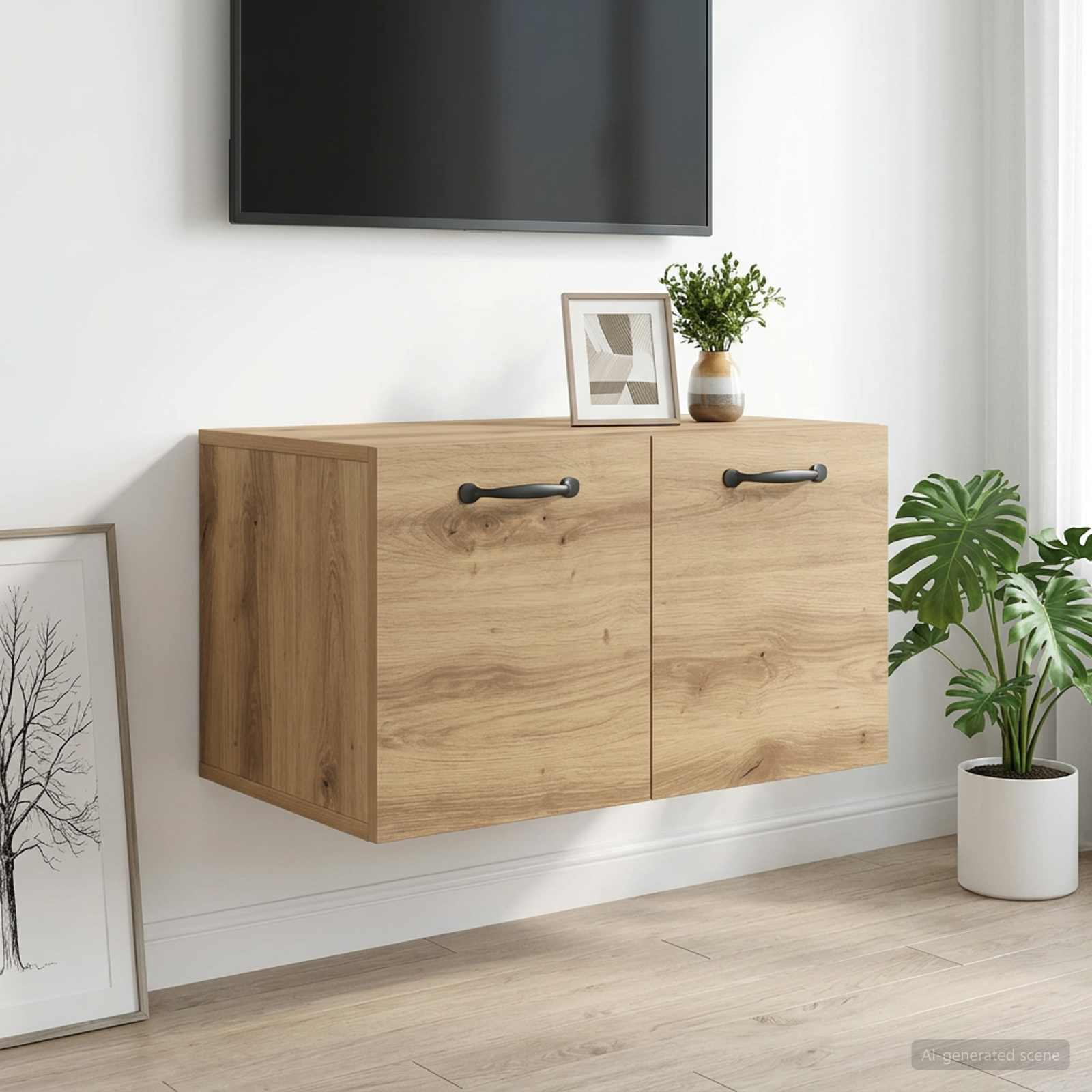 vidaXL Wall Cabinet 60 x 36.5 x 35 cm Engineered Wood Artisan Oak 1