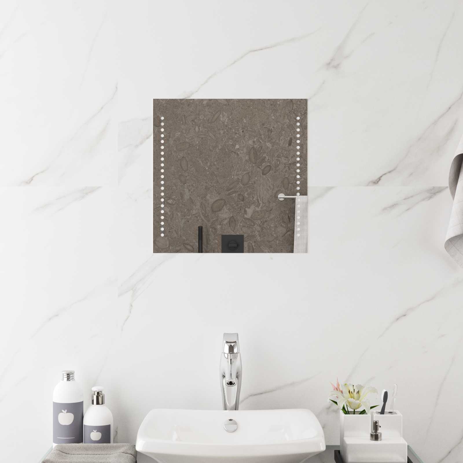 vidaXL LED Bathroom Mirror Transparent 40 x 40 cm Tempered Glass 1