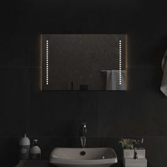 vidaXL LED Bathroom Mirror Transparent 60 x 40 cm Tempered Glass 3