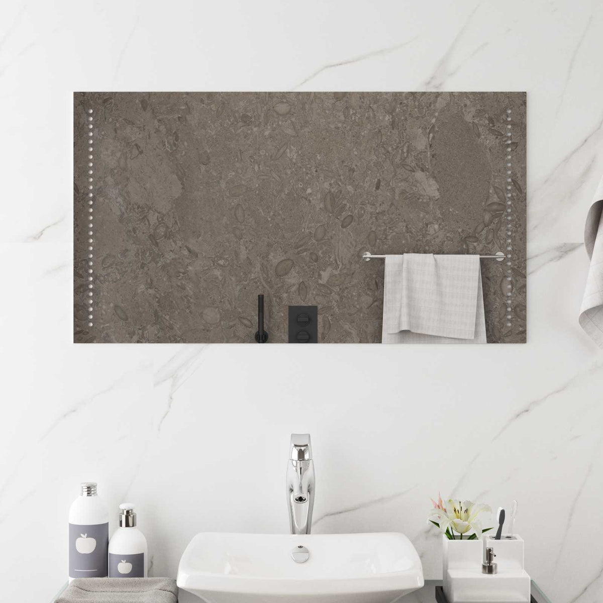 vidaXL LED Bathroom Mirror Transparent Tempered Glass