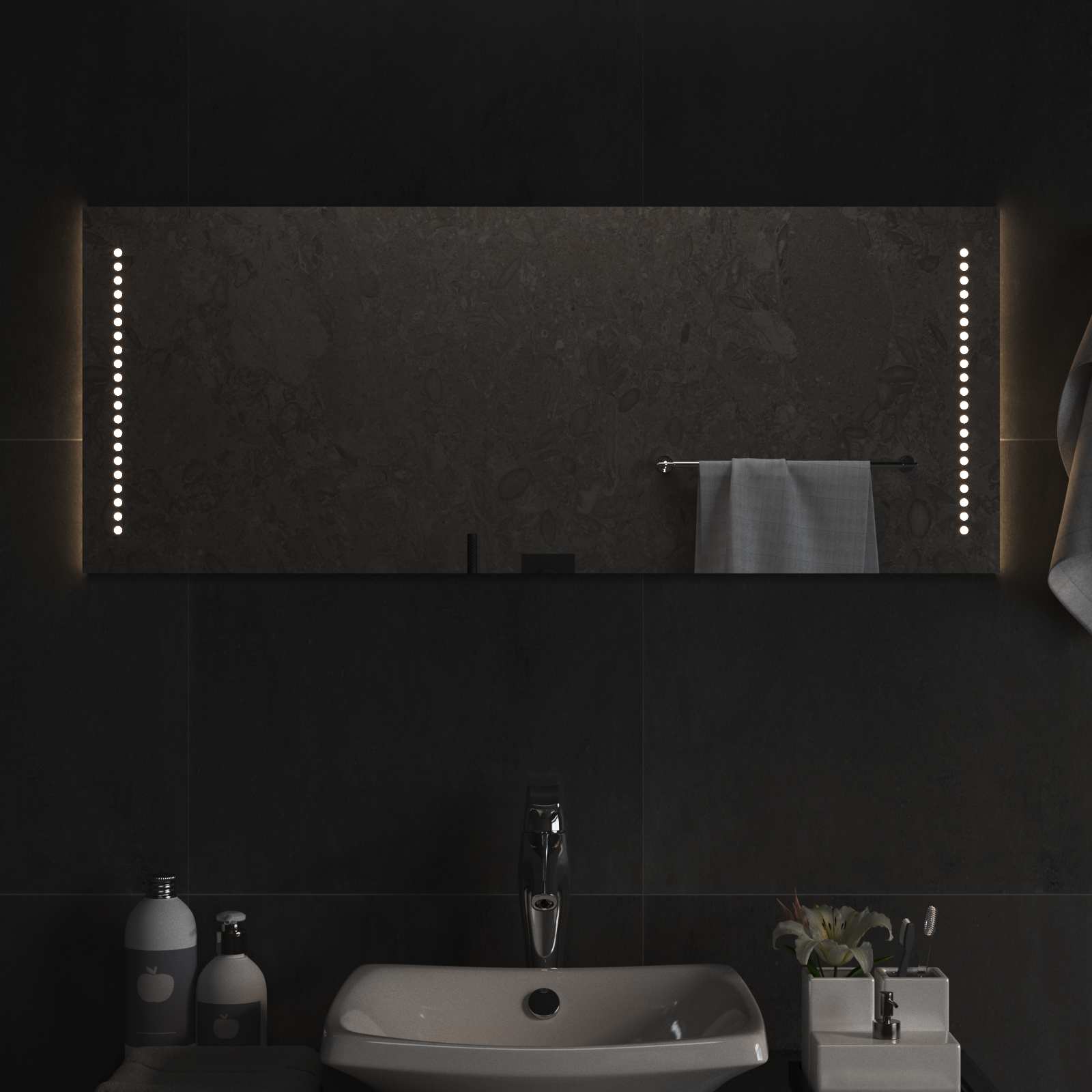 vidaXL LED Bathroom Mirror Transparent 100 x 40 cm Tempered Glass 3