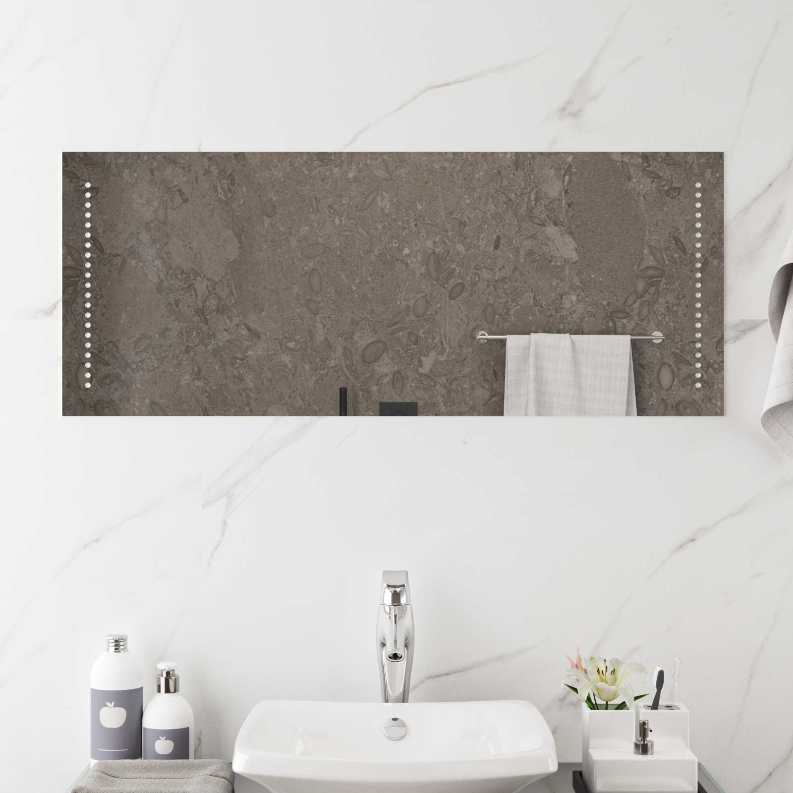 LED Bathroom Mirror Transparent Tempered Glass 100 cm 40 cm